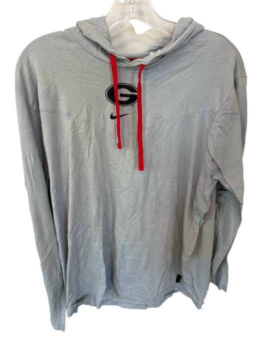 Nike Gray Cotton Blend georgia logo Drawstring Long Sleeve Men's Pullover Gray / L