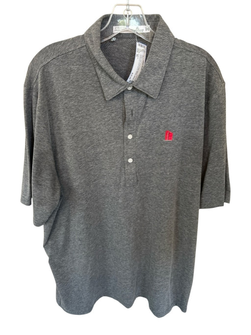 Criquet Size XL Gray & Red Pima Cotton Blend Heathered Athletic Men's Polo Gray & Red / XL