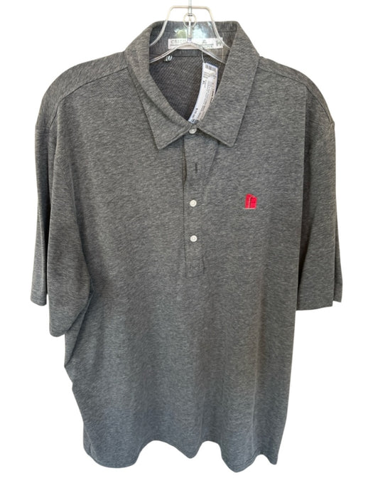 Criquet Size XL Gray & Red Pima Cotton Blend Heathered Athletic Men's Polo Gray & Red / XL