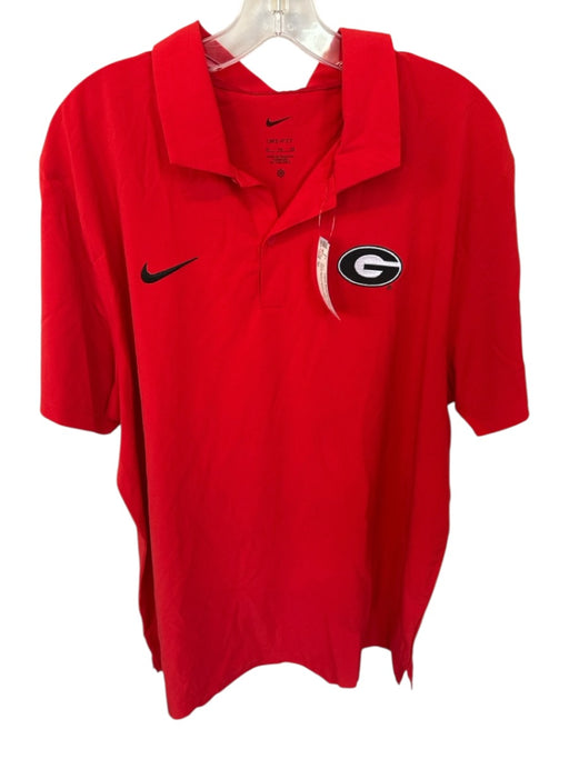Nike Size XL Red & Black Polyester UGA Athletic Men's Polo Red & Black / XL