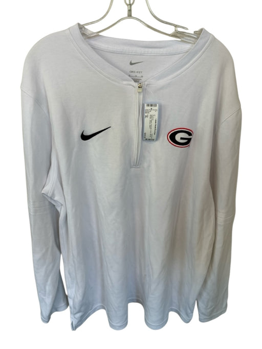 Nike White & Black Polyester UGA Half Zip Athletic Men's Pullover White & Black / XL