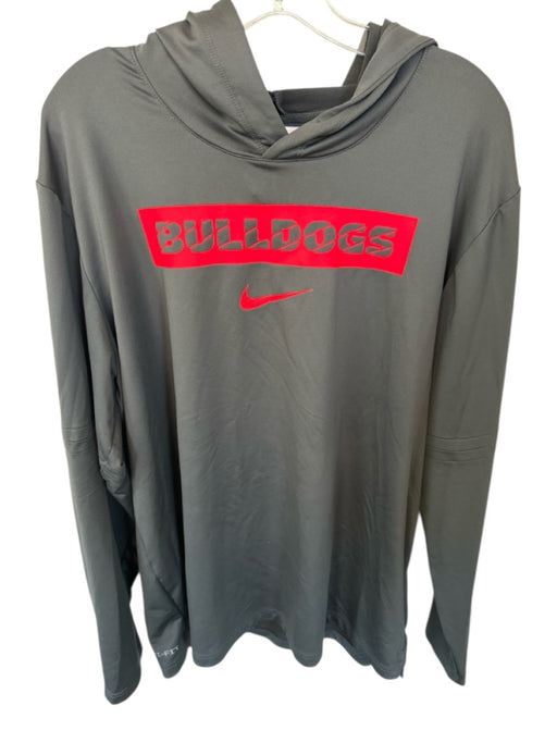 Nike Gray & Red Polyester UGA Long Sleeve Athletic Men's Hoodie Gray & Red / XL