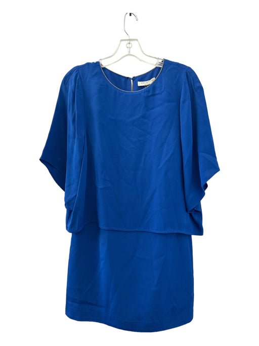 Halston Heritage Size 4 Royal Blue Silk Blend Mini Neckline Detail Dress Royal Blue / 4