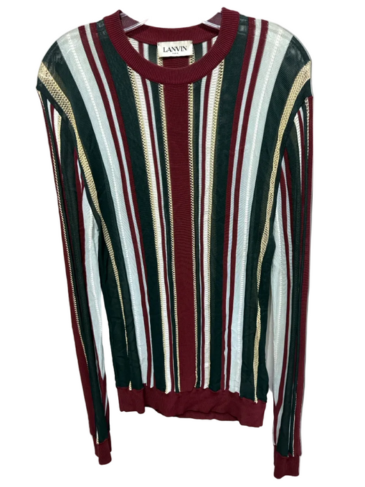 Lanvin Size L Green & Multi Viscose Striped Men's Long Sleeve Shirt Green & Multi / L