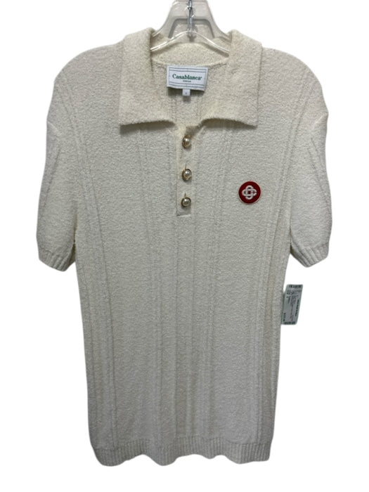 Casablanca Size S White Cotton Blend Terry Cloth Polo Men's Short Sleeve White / S