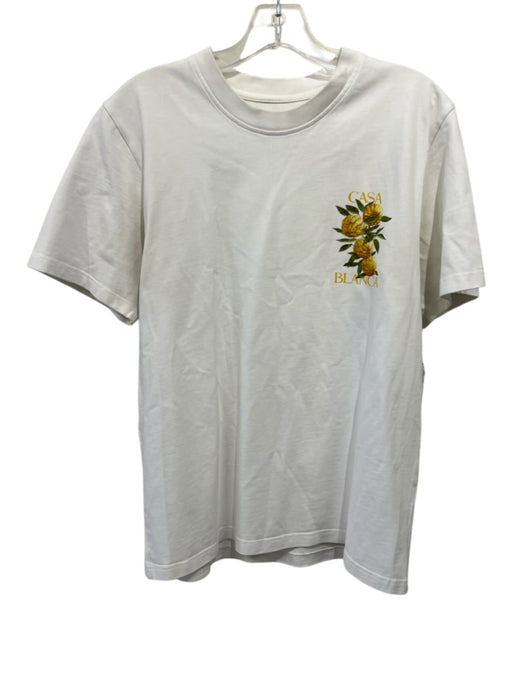 Casablanca Size M White Cotton Floral T shirt Crew Men's Short Sleeve White / M