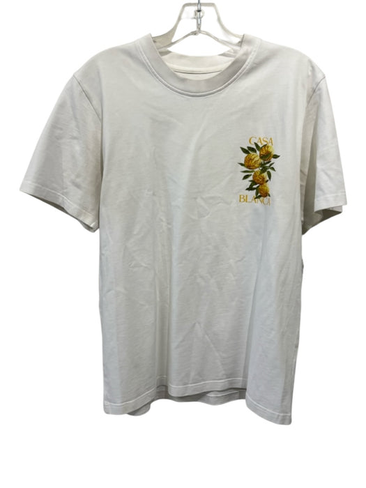 Casablanca Size M White Cotton Floral T shirt Crew Men's Short Sleeve White / M