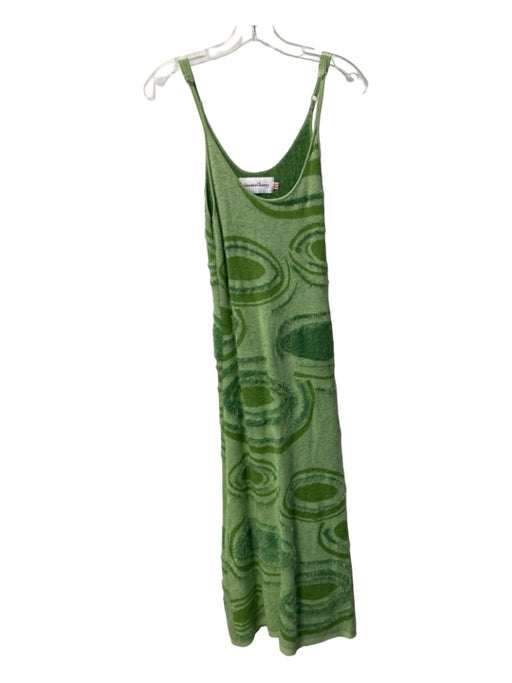 House of Sunny Size 4 Green Viscose Blend Spaghetti Strap Abstract Maxi Dress Green / 4