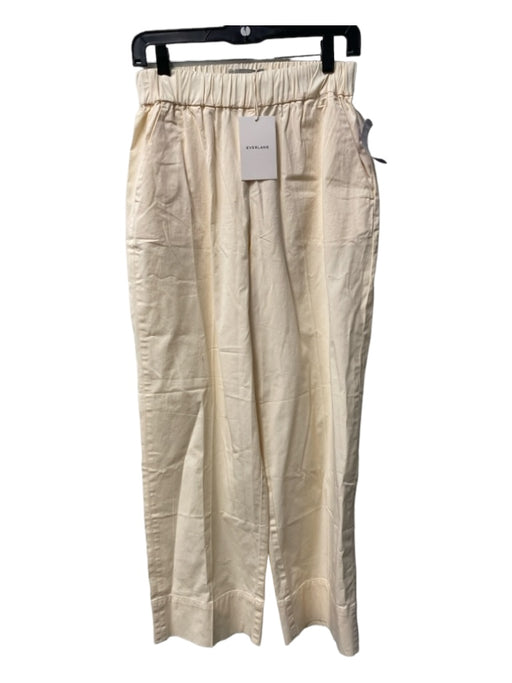 Everlane Size M Creme Cotton Stretch Waist Wide Leg 4 Pocket Pull On Pants Creme / M