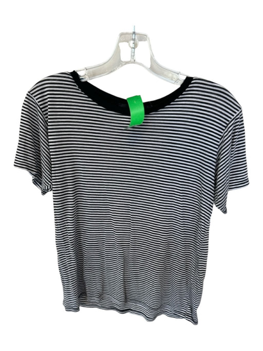 Reformation Size M Black & White Tencel Short Sleeve Striped Top Black & White / M