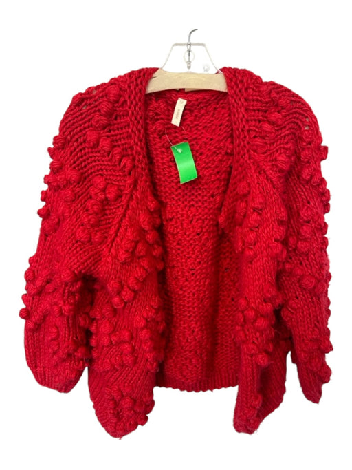 Wishlist Size S/M Red Acrylic Pom Pom Knit Open Front Sweater Red / S/M