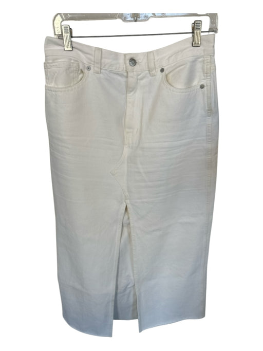 Madewell Size 27 Cream Cotton Blend High Waist Slit Maxi Denim Skirt Cream / 27