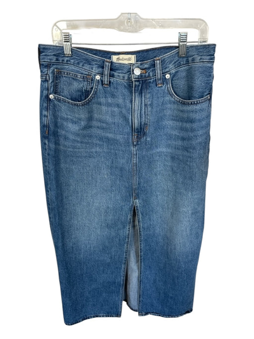 Madewell Size 27 Med Dark Wash Cotton Blend High Waist Slit Maxi Denim Skirt Med Dark Wash / 27