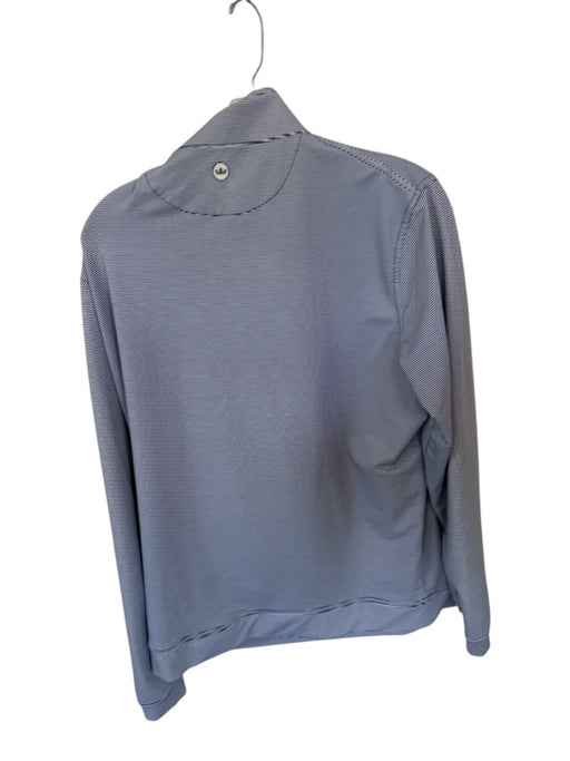 Peter Millar Navy & White Polyester Striped Half Zip Golf Men's Pullover Navy & White / L
