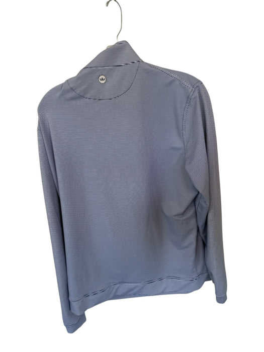 Peter Millar Navy & White Polyester Striped Half Zip Golf Men's Pullover Navy & White / L
