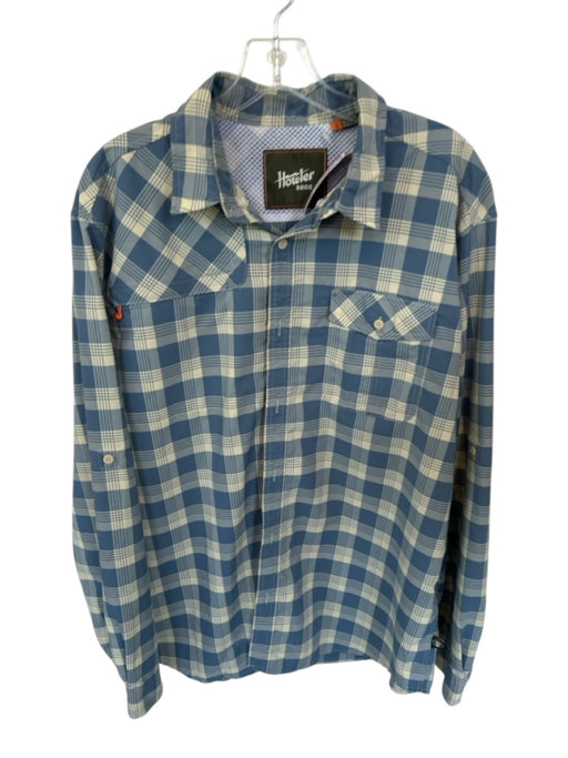 Howler Bros. Size L Blue & Tan Nylon Blend Checkered Button Down Men's Shirt Blue & Tan / L