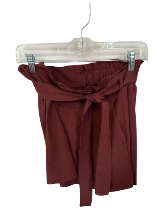 Athleta Size 8 Rust Polyester High Waist Belted Athletic Shorts Rust / 8
