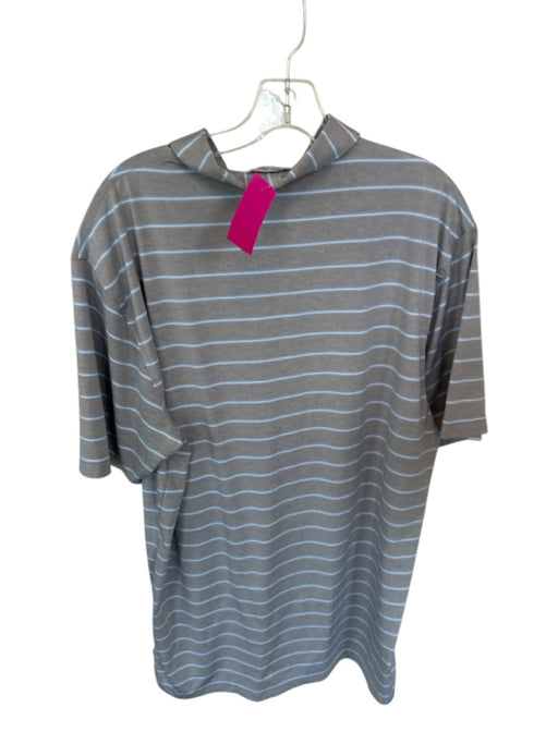 Peter Millar Size L Gray & Blue Polyester Striped Golf Men's Polo Gray & Blue / L
