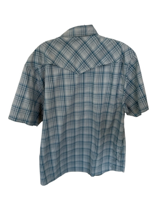 Howler Bros. Size L Gray & Blue Nylon Blend Plaid Snap Buttons Men's Shirt Gray & Blue / L