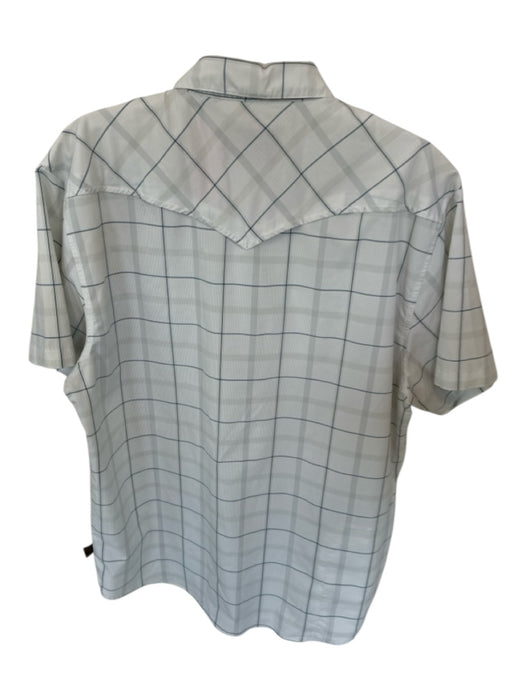 Howler Bros. Size L White & Blue Nylon Blend Plaid Snap Buttons Men's Shirt White & Blue / L