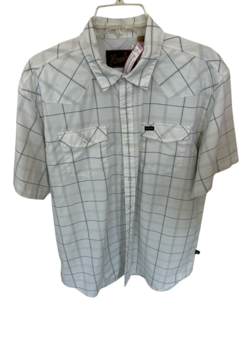 Howler Bros. Size L White & Blue Nylon Blend Plaid Snap Buttons Men's Shirt White & Blue / L
