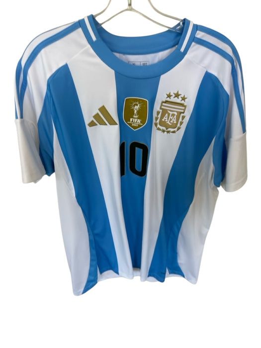 Adidas Size XL Blue & White Polyester Soccer Athletic Men's T-Shirt Blue & White / XL