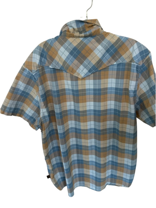 Howler Bros. Size L Blue & Tan Nylon Blend Plaid Snap Buttons Men's Shirt Blue & Tan / L
