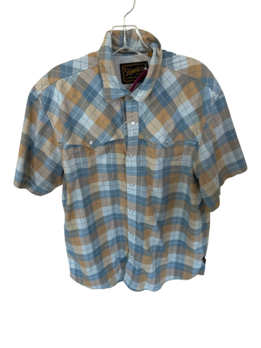 Howler Bros. Size L Blue & Tan Nylon Blend Plaid Snap Buttons Men's Shirt Blue & Tan / L