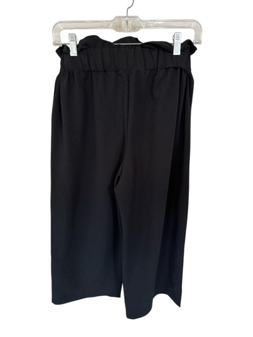 Madewell Size M Black Polyester High Waist Belted Wide Leg Cropped Pants Black / M