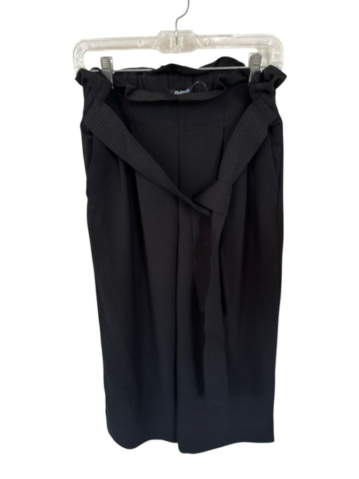 Madewell Size M Black Polyester High Waist Belted Wide Leg Cropped Pants Black / M