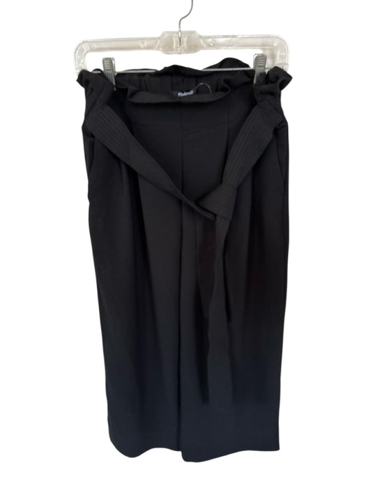 Madewell Size M Black Polyester High Waist Belted Wide Leg Cropped Pants Black / M