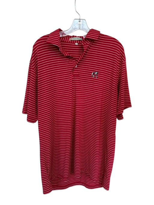 Peach State Pride Size L Red & White Polyester UGA Striped Golf Men's Polo Red & White / L