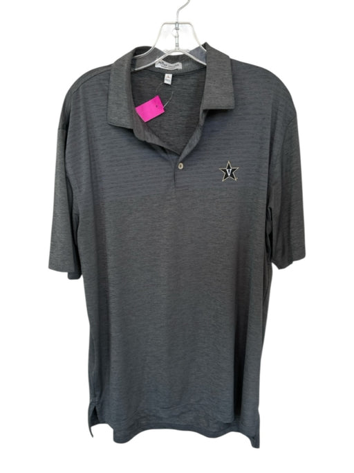 Peter Millar Size L Gray & Yellow Polyester College Logo Golf Men's Polo Gray & Yellow / L