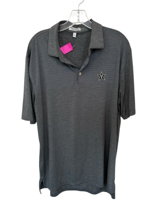 Peter Millar Size L Gray & Yellow Polyester College Logo Golf Men's Polo Gray & Yellow / L