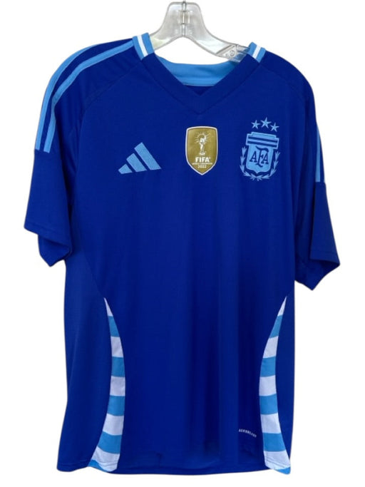 Adidas Size XL Navy & Blue Polyester Soccer Athletic Men's T-Shirt Navy & Blue / XL
