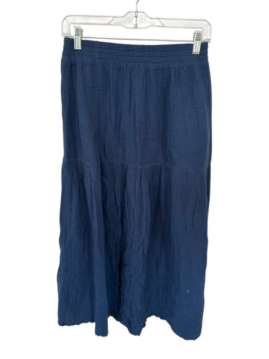 Nation Size M Navy Cotton Elastic Waist Crinkle Midi Skirt Navy / M