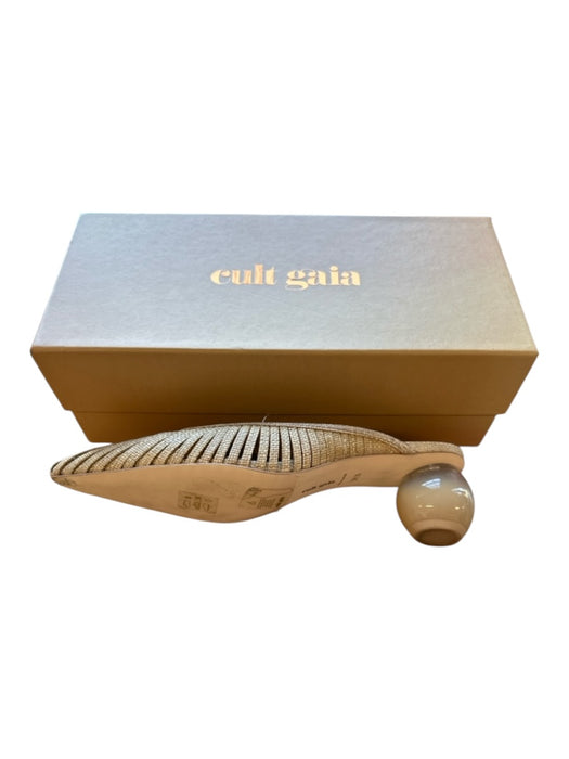 Cult Gaia Shoe Size 8.5 Tan Straw Kitten Heel Pointed Toe Mules Tan / 8.5