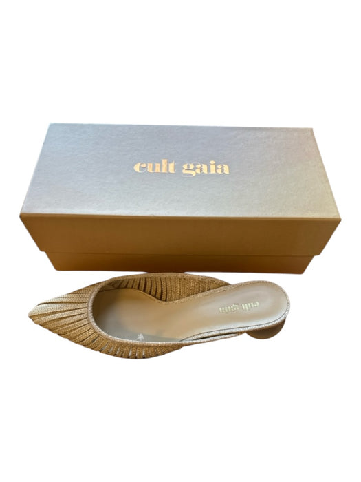 Cult Gaia Shoe Size 8.5 Tan Straw Kitten Heel Pointed Toe Mules Tan / 8.5