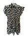 Sea New York Size XS Charcoal & Cream Cotton Flutter Sleeves Polka Dot Dress Charcoal & Cream / XS