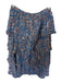 Cleobella Size S Blue & Tan Cotton Elastic Waist Paisley Tiered Maxi Skirt Blue & Tan / S