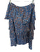 Cleobella Size S Blue & Tan Cotton Elastic Waist Paisley Tiered Maxi Skirt Blue & Tan / S