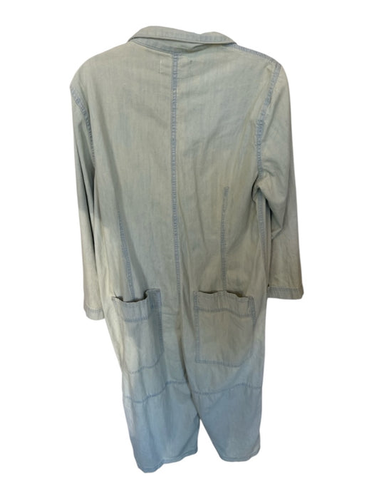 We The Free Size S Light Wash Cotton Long Sleeve Button Down Wide Leg Jumper Light Wash / S