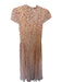 Reformation Size 6 Cream & Mauve Viscose Short Sleeve Mock Neck Flowers Dress Cream & Mauve / 6