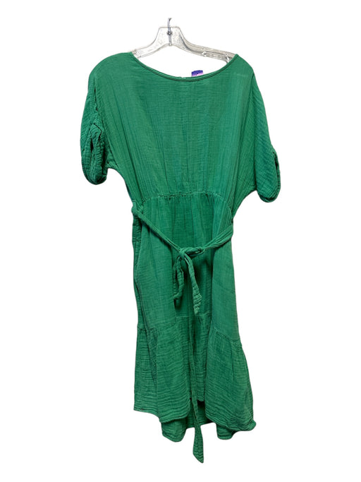 XiRENA Size S Green Cotton Textured Belt Mini Dress Green / S