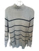 Rebecca Taylor Size M Gray & Navy Wool Blend Turtle Neck Striped Knit Sweater Gray & Navy / M