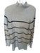 Rebecca Taylor Size M Gray & Navy Wool Blend Turtle Neck Striped Knit Sweater Gray & Navy / M