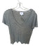 Sundays Size S White & Black Linen Short Sleeve Striped V Neck Top White & Black / S