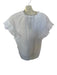 Veronica Beard Size M White Cotton Flutter Sleeves Buttons Ruffle collar Top White / M