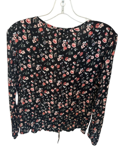 Rails Size M Black & Mauve Rayon Blend Long Sleeve Flowers Button Down Top Black & Mauve / M
