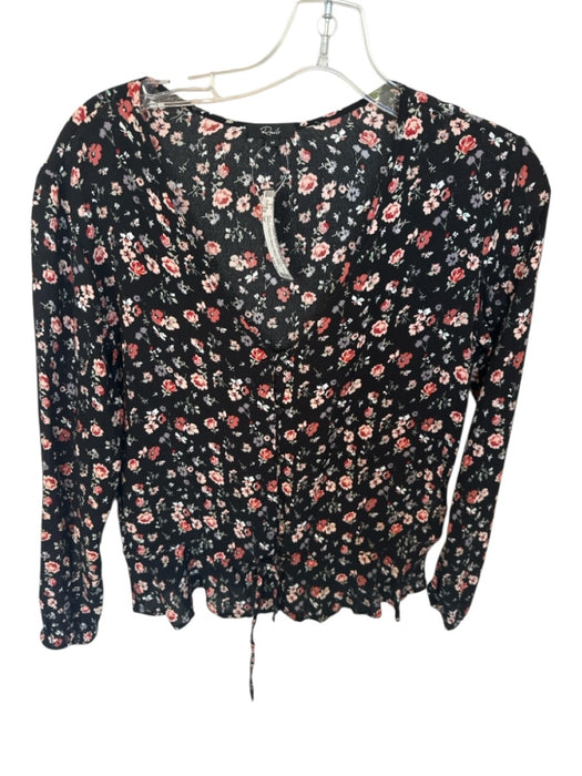 Rails Size M Black & Mauve Rayon Blend Long Sleeve Flowers Button Down Top Black & Mauve / M